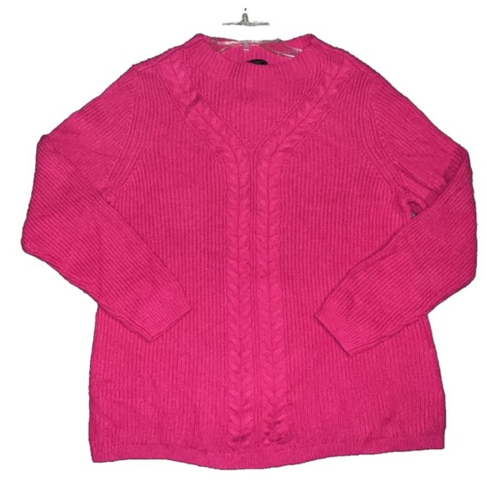 New Talbots Petite Sweater Cable Knit Lambswool Pullover Women's Sz XLP Pink NWT - Picture 6 of 8